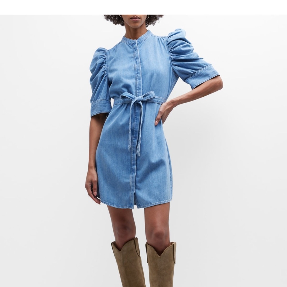 Frame Gillian denim puff sleeve dress